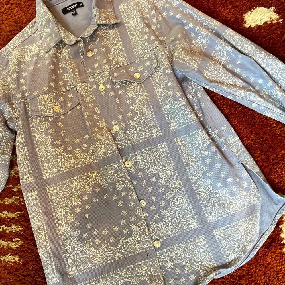 Paisley/bandana button-up overshirt or lightweight shacket